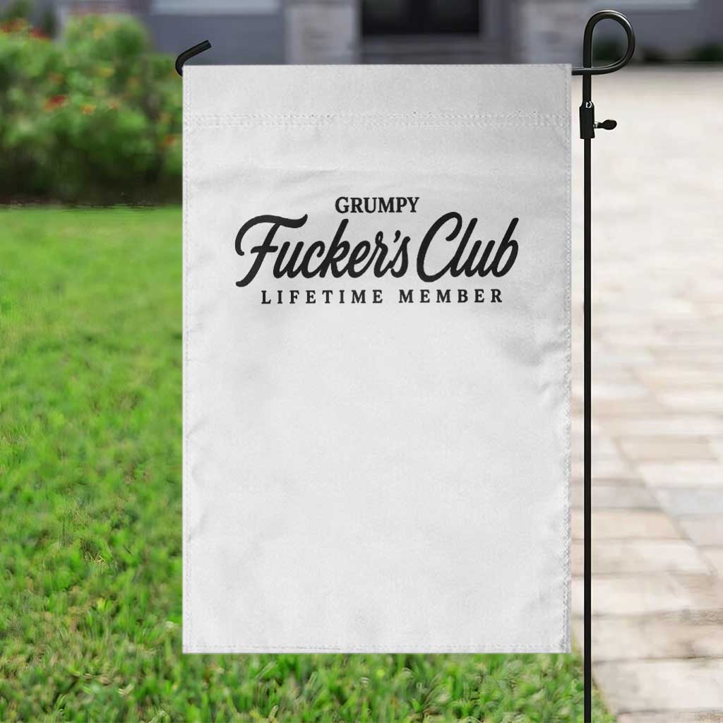 Vintage Grumpy Fuckers Club Lifetime Member Garden Flag Gag Gift Birthday Husband Dad Fathers Day