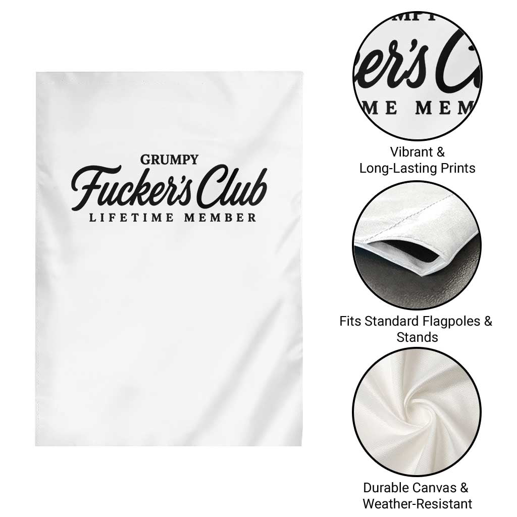 Vintage Grumpy Fuckers Club Lifetime Member Garden Flag Gag Gift Birthday Husband Dad Fathers Day