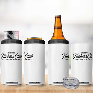 Vintage Grumpy Fuckers Club Lifetime Member 4 in 1 Can Cooler Tumbler Gag Gift Birthday Husband Dad Fathers Day