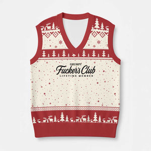 Vintage Grumpy Fuckers Club Lifetime Member V-Neck Knit Sweater Vest Gag Gift Birthday Husband Dad Fathers Day