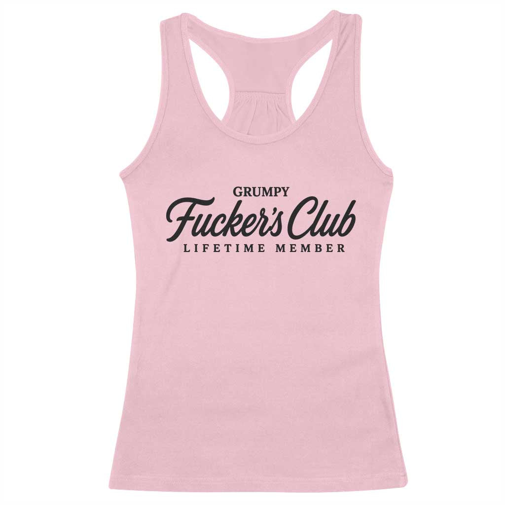 Vintage Grumpy Fuckers Club Lifetime Member Racerback Tank Top Gag Gift Birthday Husband Dad Fathers Day