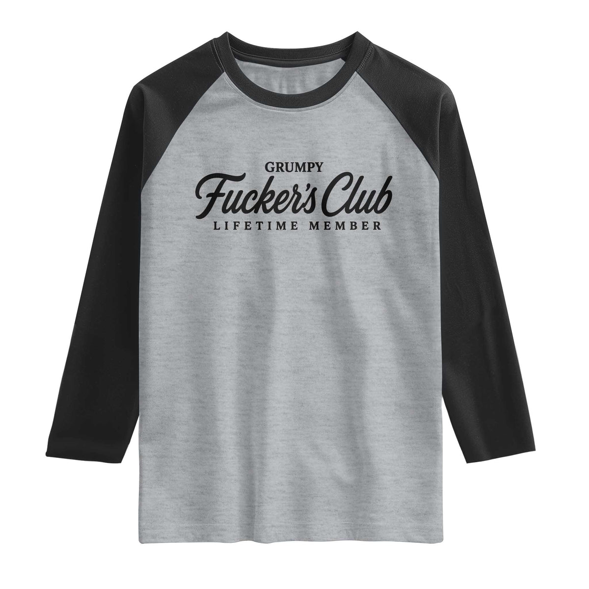 Vintage Grumpy Fuckers Club Lifetime Member Raglan Shirt Gag Gift Birthday Husband Dad Fathers Day