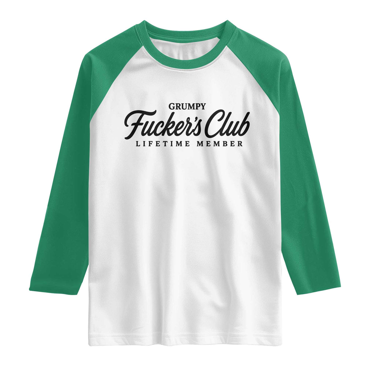 Vintage Grumpy Fuckers Club Lifetime Member Raglan Shirt Gag Gift Birthday Husband Dad Fathers Day