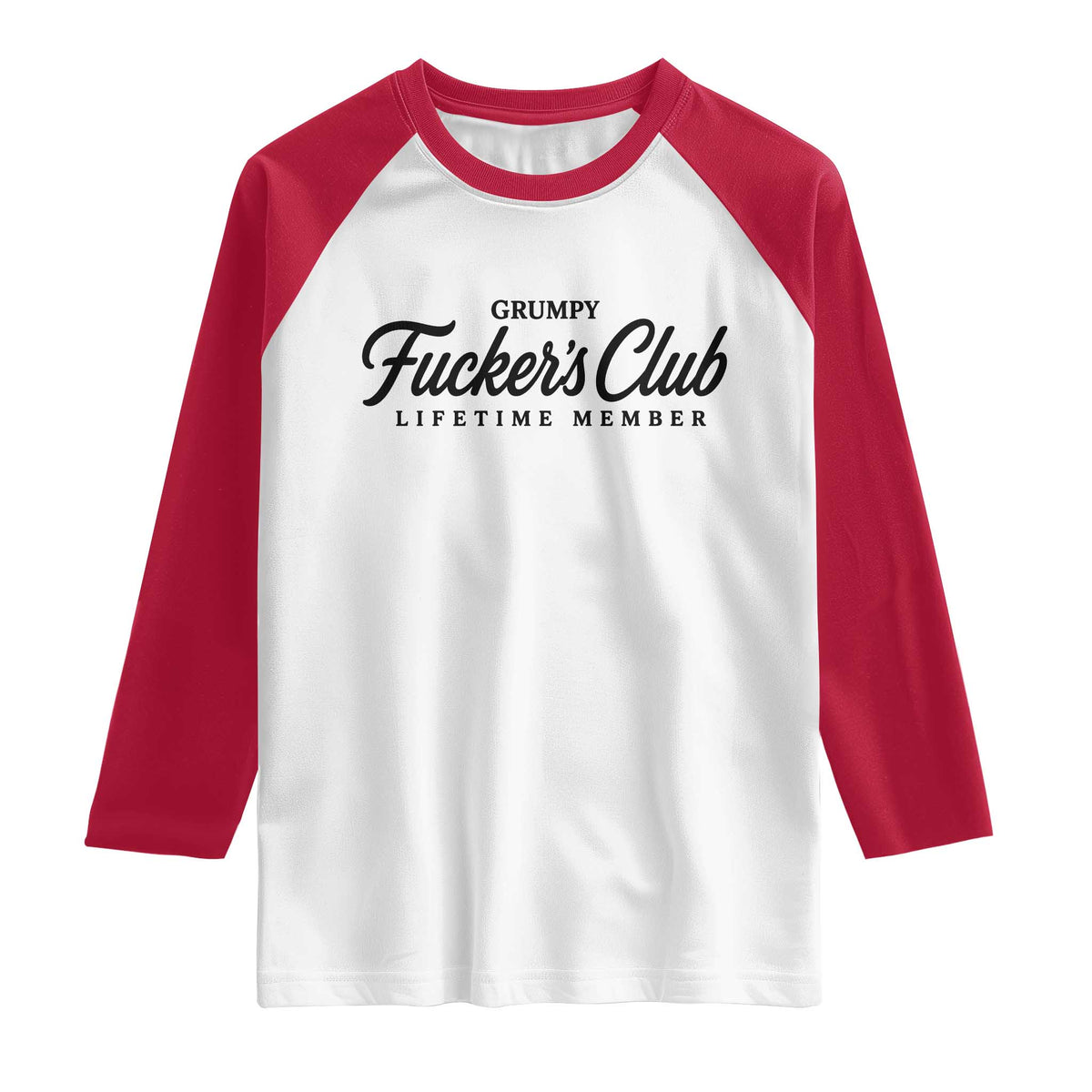 Vintage Grumpy Fuckers Club Lifetime Member Raglan Shirt Gag Gift Birthday Husband Dad Fathers Day