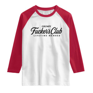 Vintage Grumpy Fuckers Club Lifetime Member Raglan Shirt Gag Gift Birthday Husband Dad Fathers Day