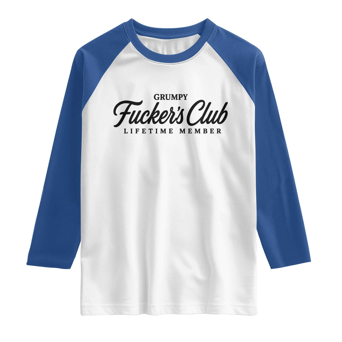 Vintage Grumpy Fuckers Club Lifetime Member Raglan Shirt Gag Gift Birthday Husband Dad Fathers Day