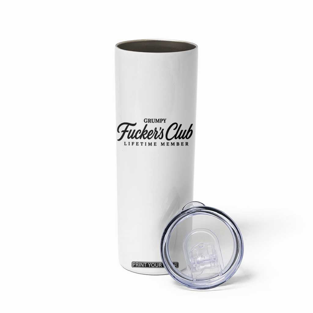 Vintage Grumpy Fuckers Club Lifetime Member Skinny Tumbler Gag Gift Birthday Husband Dad Fathers Day