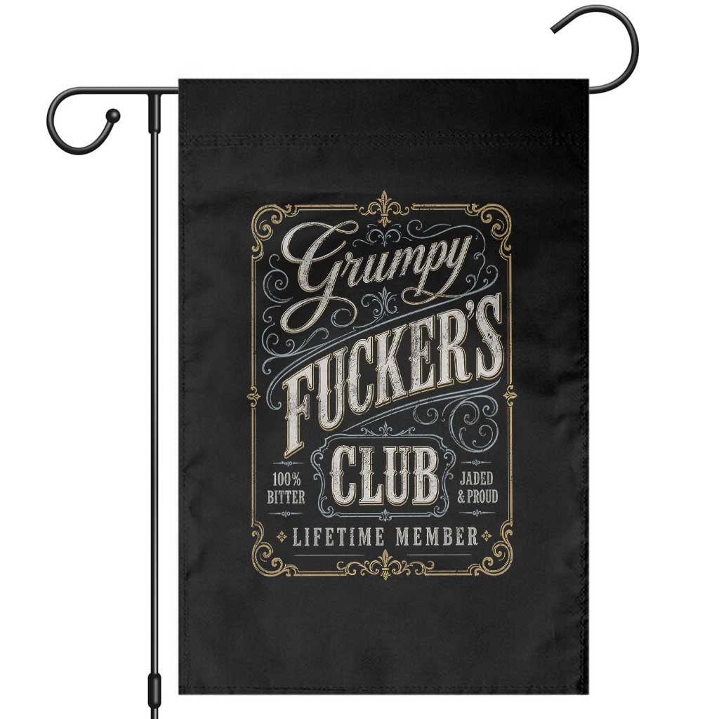 Vintage Grumpy Fuckers Club Lifetime Member Garden Flag Retro Birthday Husband Dad Fathers Day