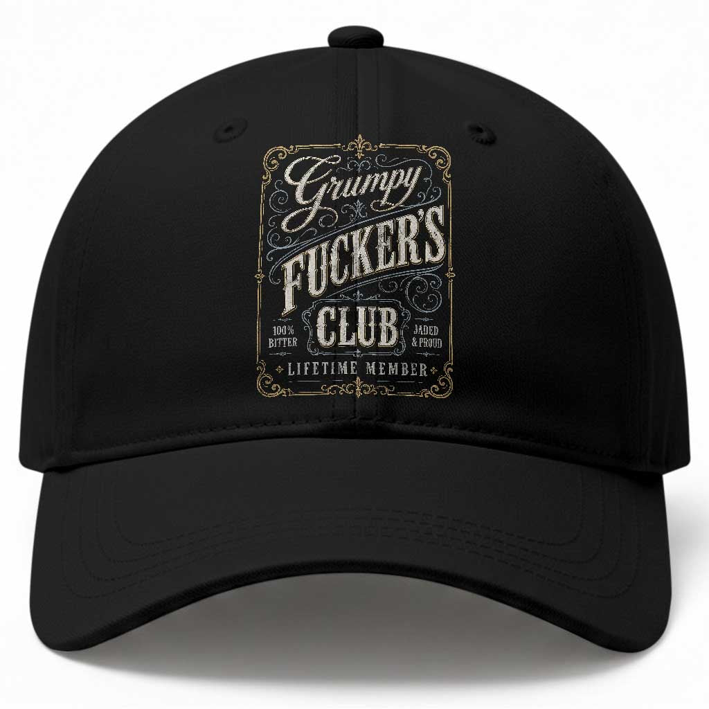 Vintage Grumpy Fuckers Club Lifetime Member Baseball Cap Retro Birthday Husband Dad Fathers Day