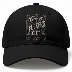 Vintage Grumpy Fuckers Club Lifetime Member Baseball Cap Retro Birthday Husband Dad Fathers Day