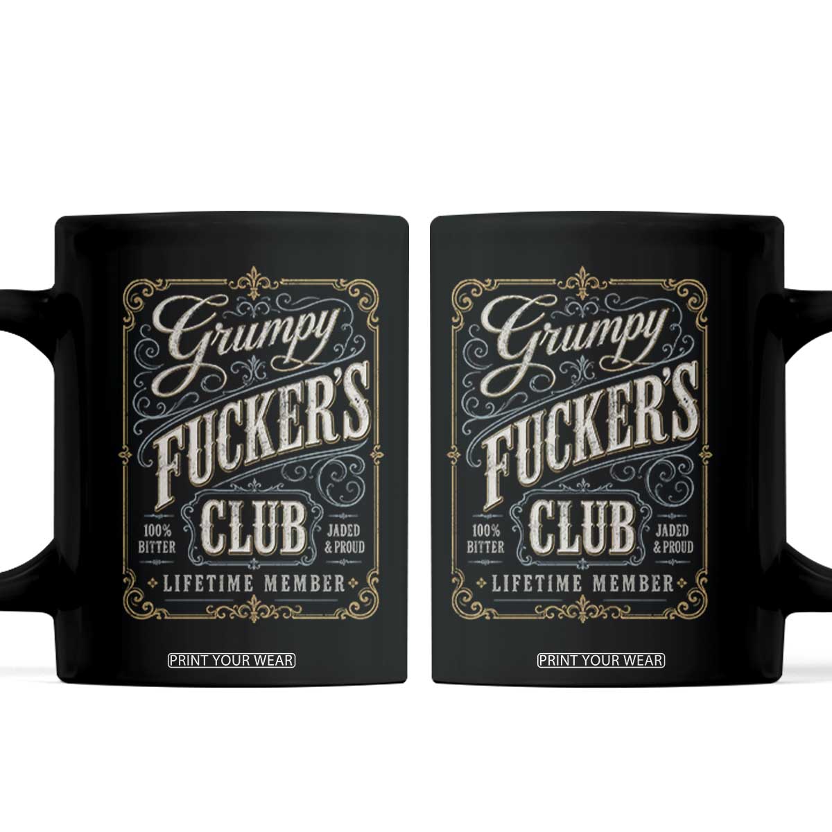 Vintage Grumpy Fuckers Club Lifetime Member Coffee Mug Retro Birthday Husband Dad Fathers Day