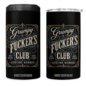 Vintage Grumpy Fuckers Club Lifetime Member 4 in 1 Can Cooler Tumbler Retro Birthday Husband Dad Fathers Day