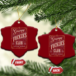 Vintage Grumpy Fuckers Club Lifetime Member Ceramic Ornament Retro Birthday Husband Dad Fathers Day