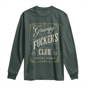 Vintage Grumpy Fuckers Club Lifetime Member Long Sleeve Shirt Retro Birthday Husband Dad Fathers Day