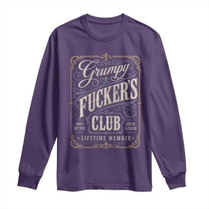 Vintage Grumpy Fuckers Club Lifetime Member Long Sleeve Shirt Retro Birthday Husband Dad Fathers Day