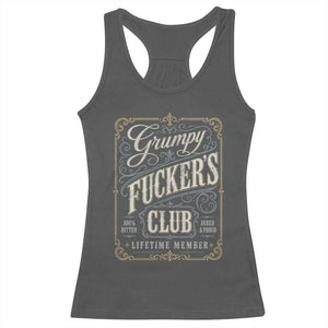 Vintage Grumpy Fuckers Club Lifetime Member Racerback Tank Top Retro Birthday Husband Dad Fathers Day