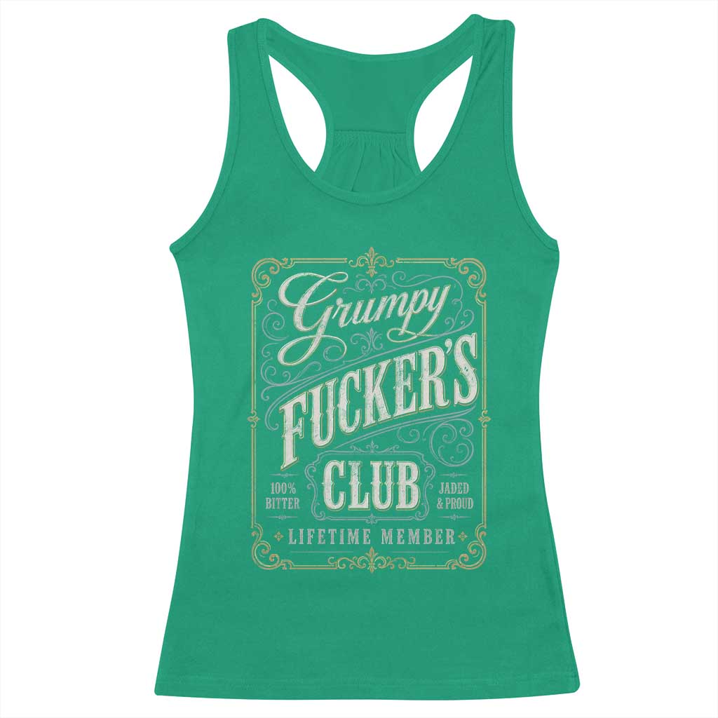 Vintage Grumpy Fuckers Club Lifetime Member Racerback Tank Top Retro Birthday Husband Dad Fathers Day
