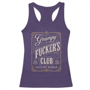 Vintage Grumpy Fuckers Club Lifetime Member Racerback Tank Top Retro Birthday Husband Dad Fathers Day