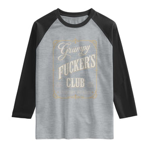 Vintage Grumpy Fuckers Club Lifetime Member Raglan Shirt Retro Birthday Husband Dad Fathers Day