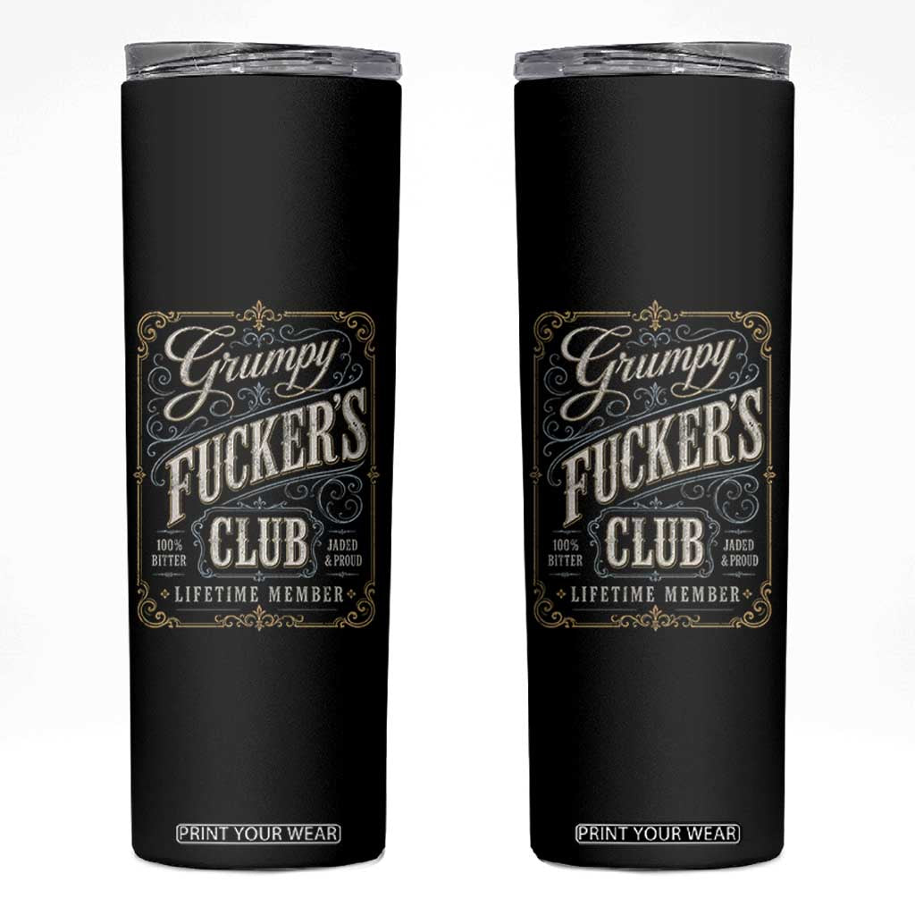 Vintage Grumpy Fuckers Club Lifetime Member Skinny Tumbler Retro Birthday Husband Dad Fathers Day