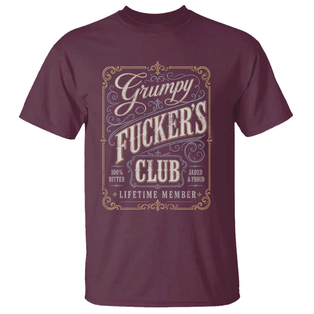 Vintage Grumpy Fuckers Club Lifetime Member T Shirt Retro Birthday Husband Dad Fathers Day