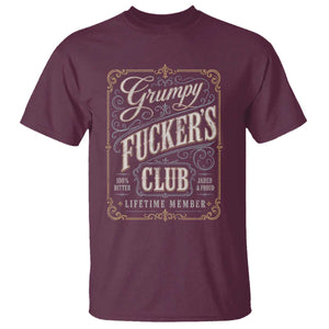 Vintage Grumpy Fuckers Club Lifetime Member T Shirt Retro Birthday Husband Dad Fathers Day