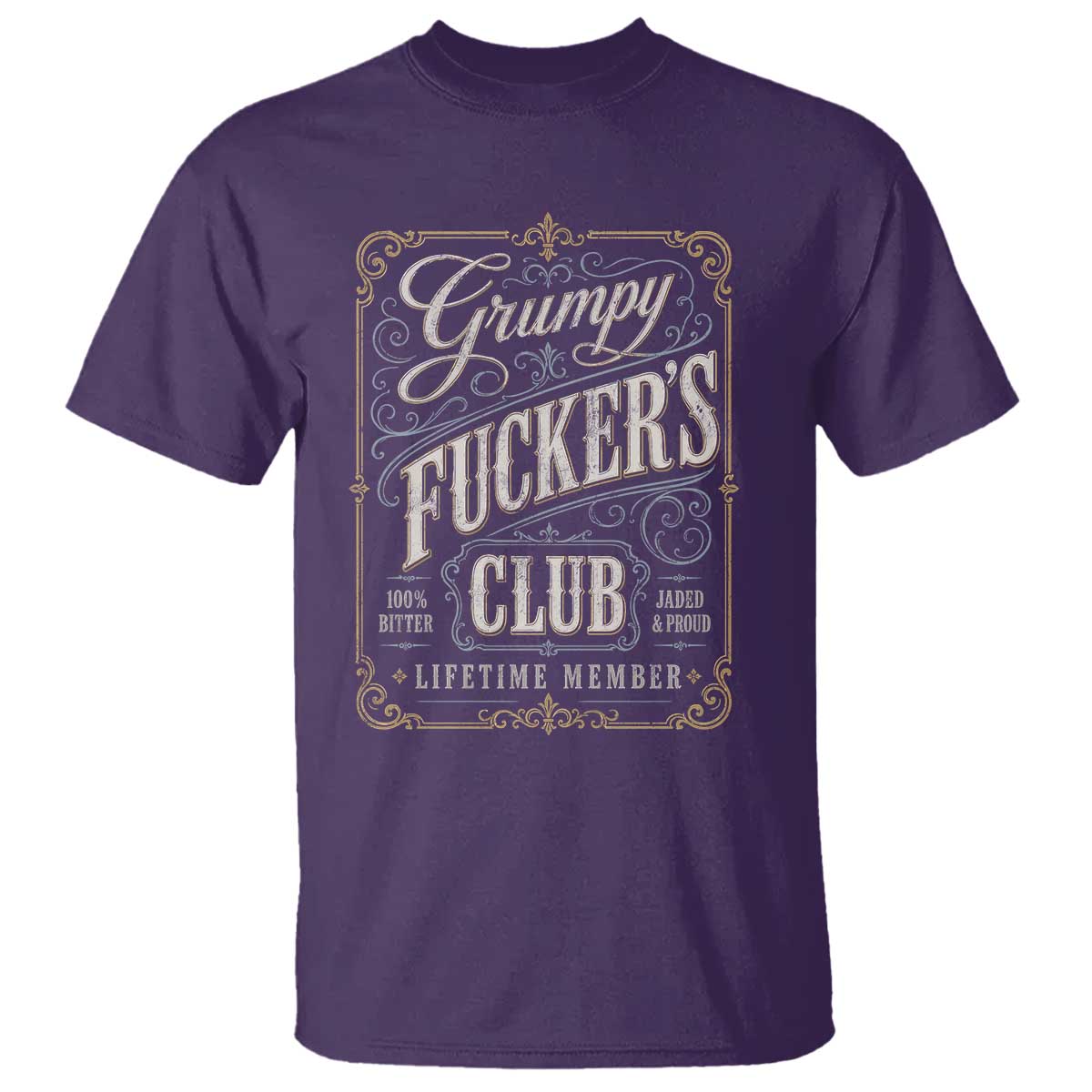 Vintage Grumpy Fuckers Club Lifetime Member T Shirt Retro Birthday Husband Dad Fathers Day