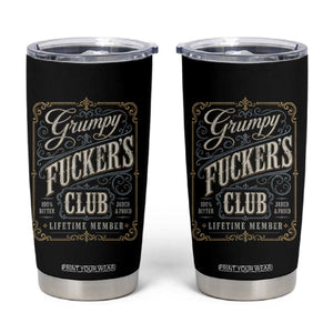 Vintage Grumpy Fuckers Club Lifetime Member Tumbler Cup Retro Birthday Husband Dad Fathers Day