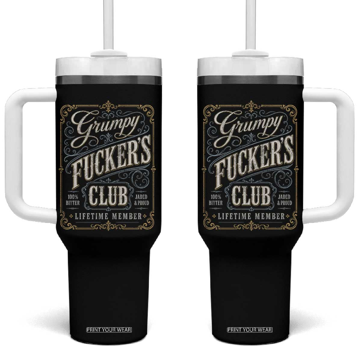 Vintage Grumpy Fuckers Club Lifetime Member Tumbler With Handle Retro Birthday Husband Dad Fathers Day
