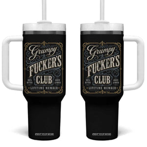 Vintage Grumpy Fuckers Club Lifetime Member Tumbler With Handle Retro Birthday Husband Dad Fathers Day