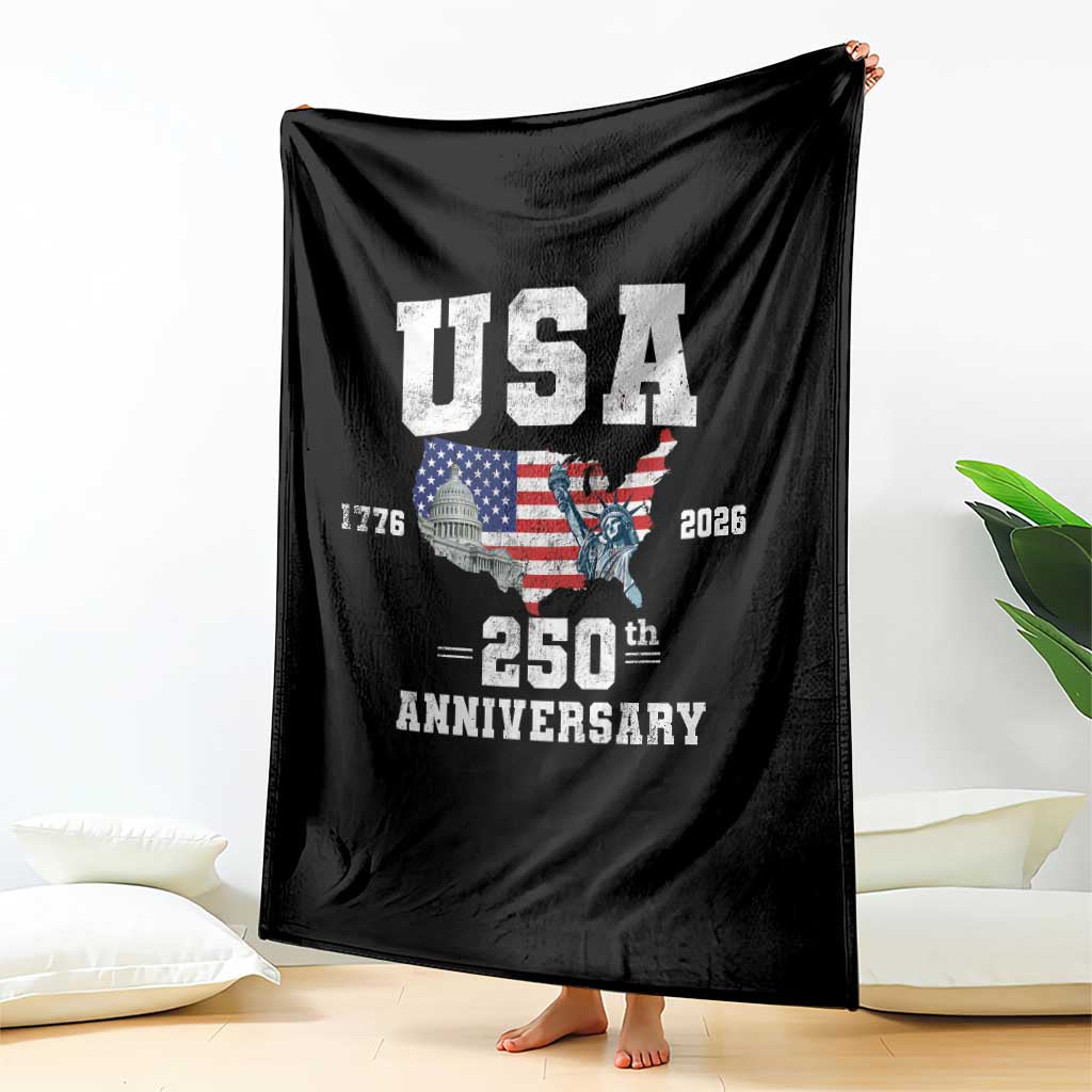 250th Anniversary USA Throw Blanket 4th of July America US Flag Patriotic 250 Years American Flag
