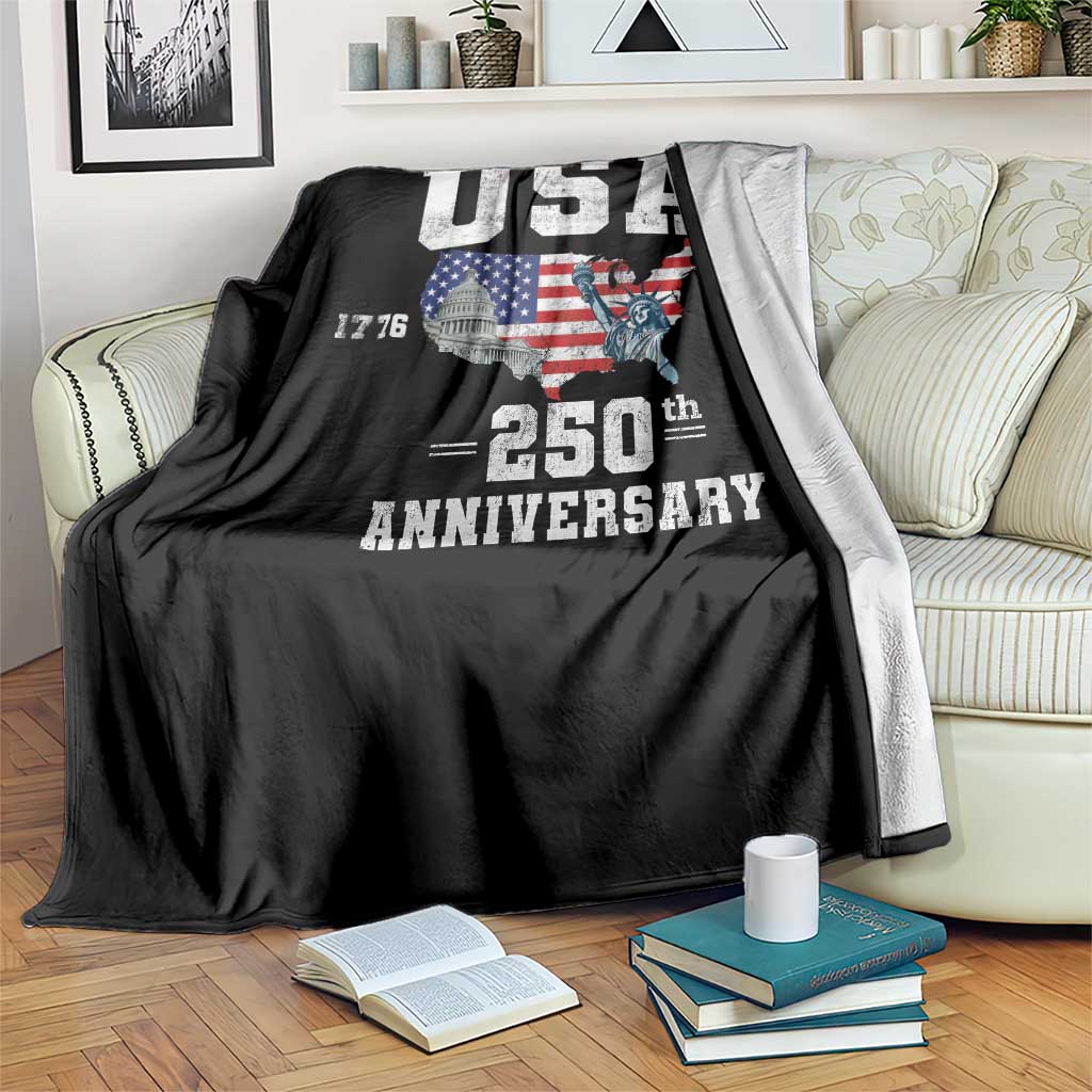 250th Anniversary USA Throw Blanket 4th of July America US Flag Patriotic 250 Years American Flag