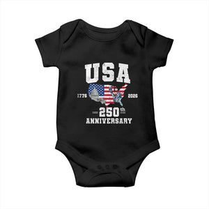 250th Anniversary USA Baby Onesie 4th of July America US Flag Patriotic 250 Years American Flag