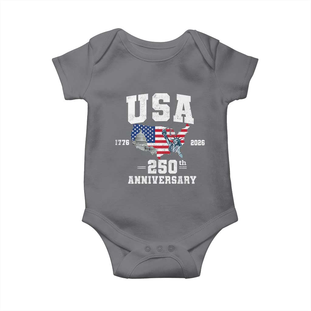 250th Anniversary USA Baby Onesie 4th of July America US Flag Patriotic 250 Years American Flag