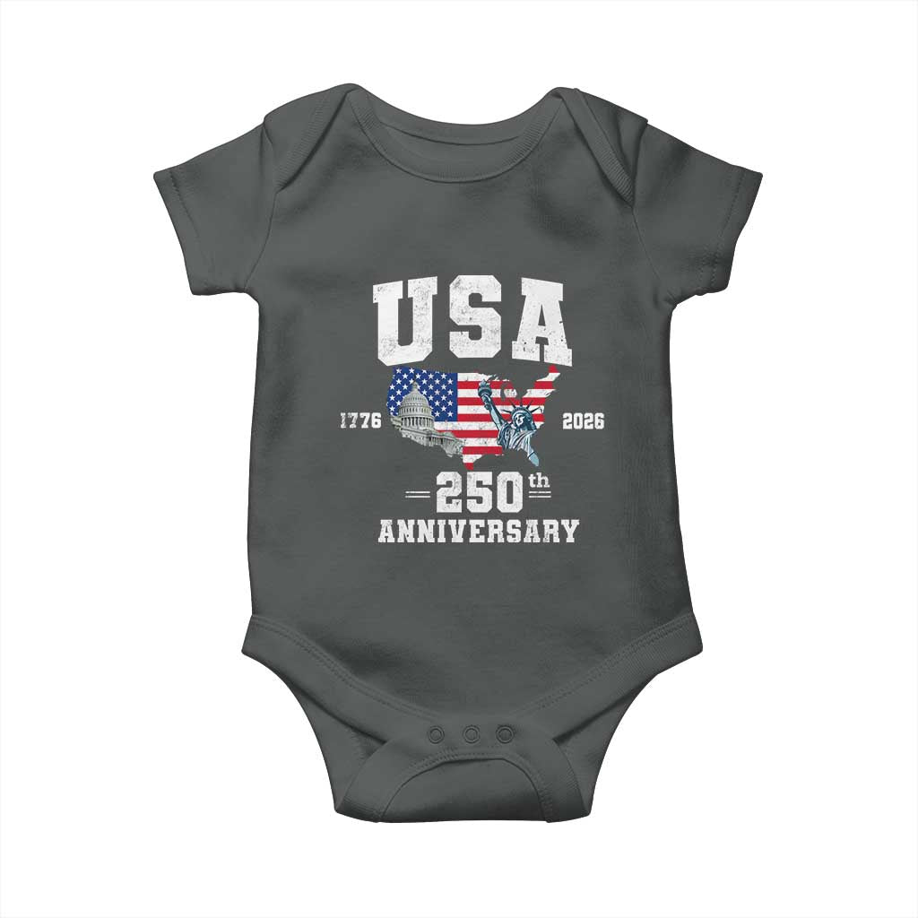 250th Anniversary USA Baby Onesie 4th of July America US Flag Patriotic 250 Years American Flag