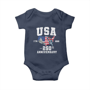 250th Anniversary USA Baby Onesie 4th of July America US Flag Patriotic 250 Years American Flag
