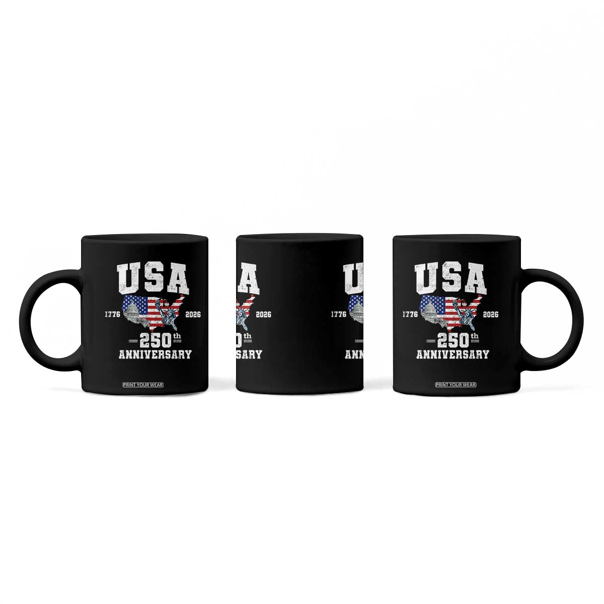 250th Anniversary USA Coffee Mug 4th of July America US Flag Patriotic 250 Years American Flag