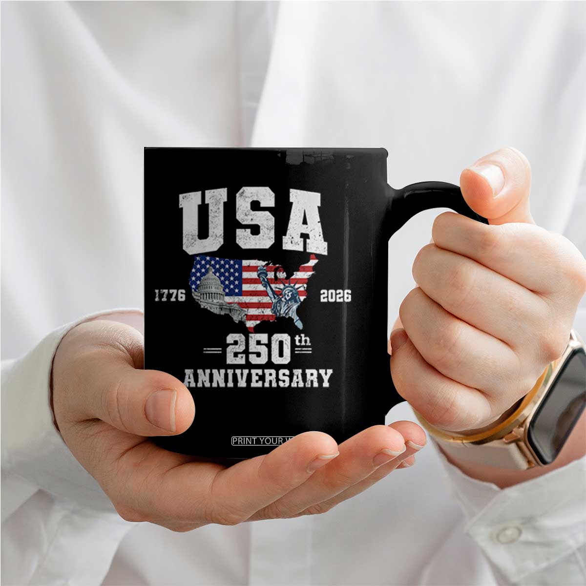 250th Anniversary USA Coffee Mug 4th of July America US Flag Patriotic 250 Years American Flag
