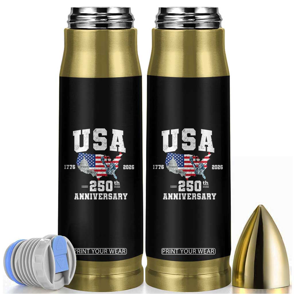 250th Anniversary USA Bullet Tumbler 4th of July America US Flag Patriotic 250 Years American Flag TS10 Black Print Your Wear