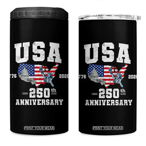 250th Anniversary USA 4 in 1 Can Cooler Tumbler 4th of July America US Flag Patriotic 250 Years American Flag