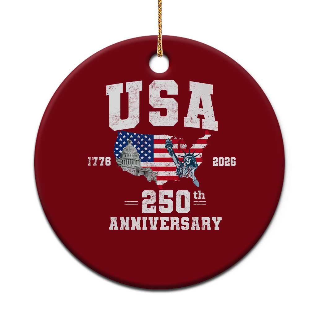 250th Anniversary USA Ceramic Ornament 4th of July America US Flag Patriotic 250 Years American Flag