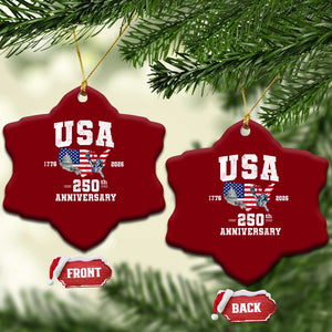250th Anniversary USA Ceramic Ornament 4th of July America US Flag Patriotic 250 Years American Flag