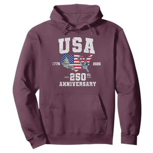 250th Anniversary USA Hoodie 4th of July America US Flag Patriotic 250 Years American Flag