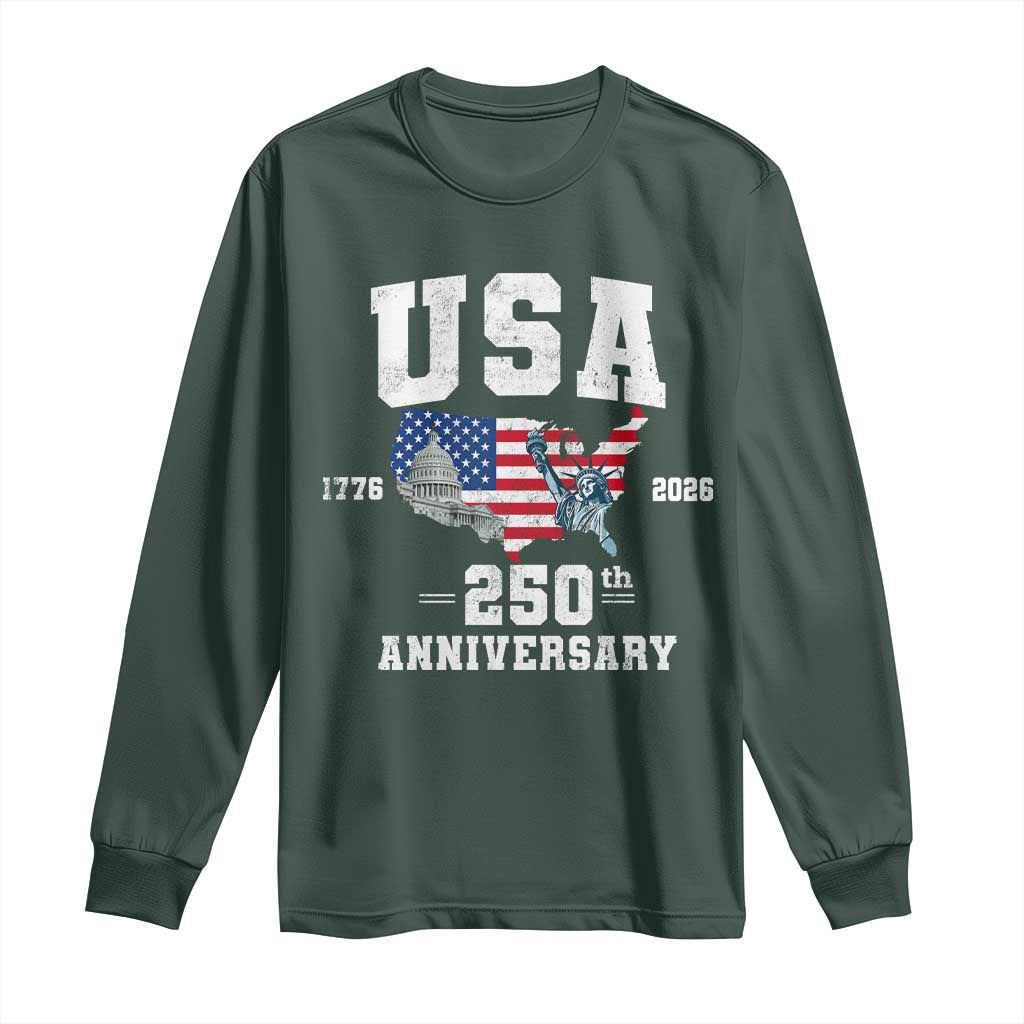 250th Anniversary USA Long Sleeve Shirt 4th of July America US Flag Patriotic 250 Years American Flag