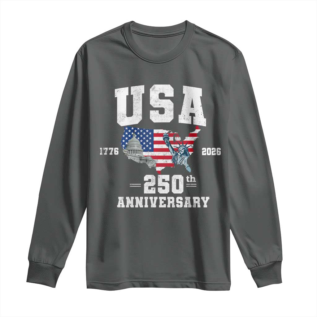 250th Anniversary USA Long Sleeve Shirt 4th of July America US Flag Patriotic 250 Years American Flag