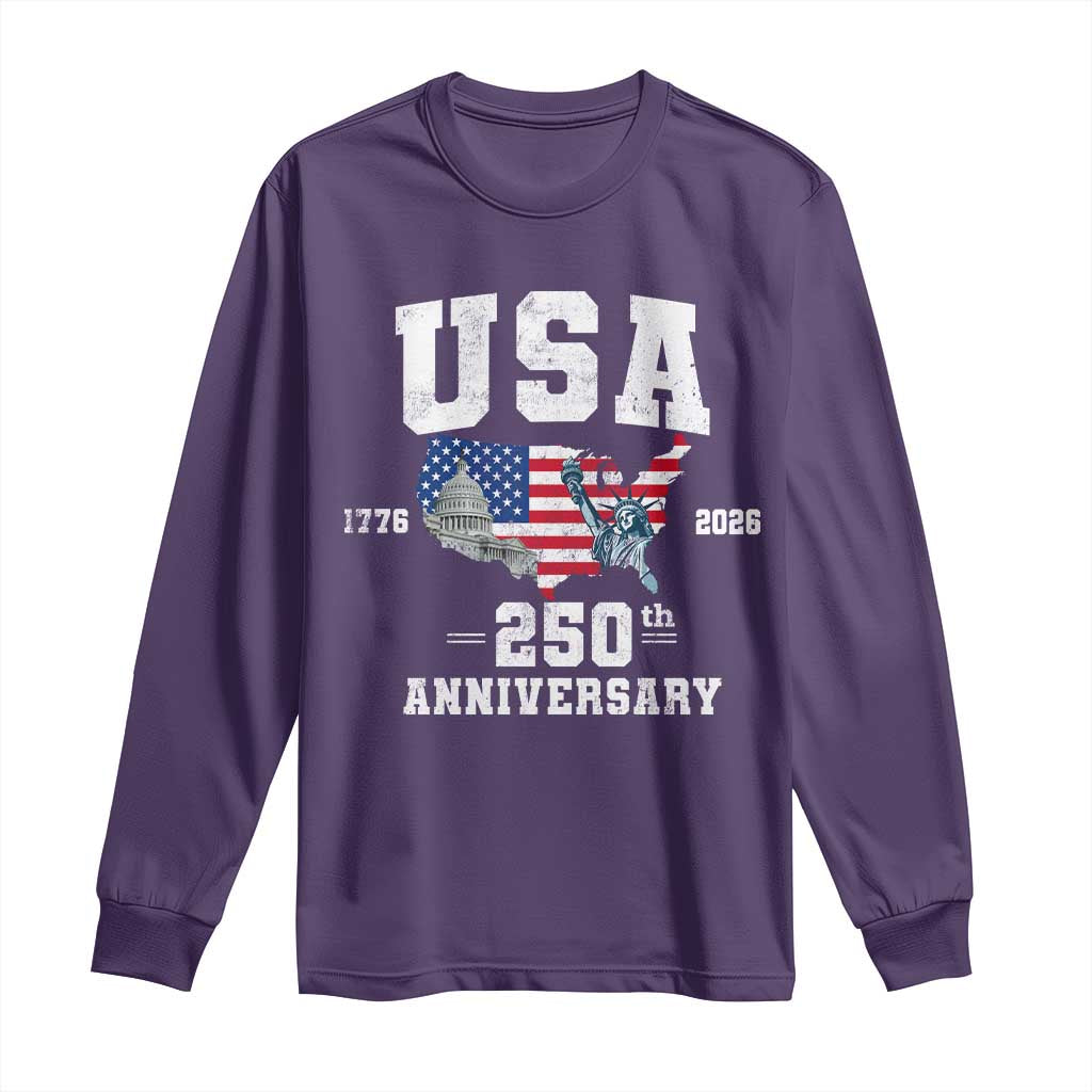 250th Anniversary USA Long Sleeve Shirt 4th of July America US Flag Patriotic 250 Years American Flag