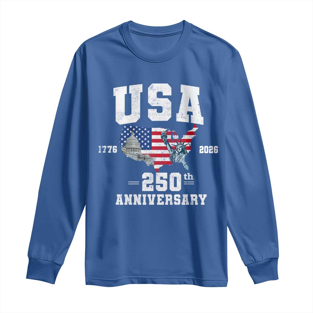 250th Anniversary USA Long Sleeve Shirt 4th of July America US Flag Patriotic 250 Years American Flag