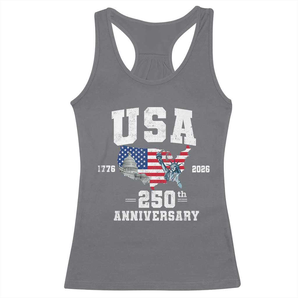 250th Anniversary USA Racerback Tank Top 4th of July America US Flag Patriotic 250 Years American Flag
