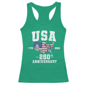 250th Anniversary USA Racerback Tank Top 4th of July America US Flag Patriotic 250 Years American Flag