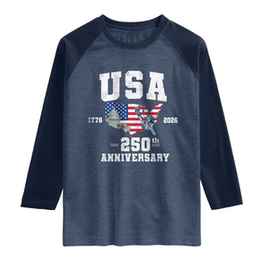 250th Anniversary USA Raglan Shirt 4th of July America US Flag Patriotic 250 Years American Flag